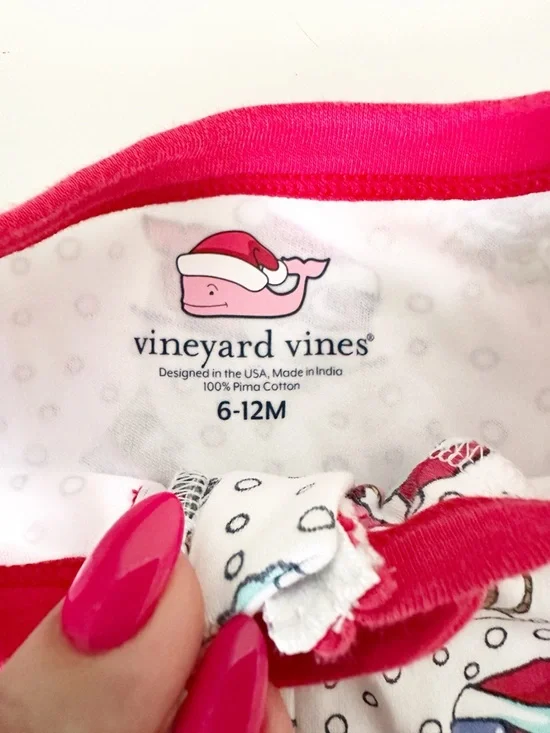 Vineyard Vines Baby Skis & Trees Whale Holiday Christmas Footie Pajamas 6-12M - Picture 4 of 6